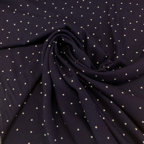 Stars Rayon Challis Fabric - Navy