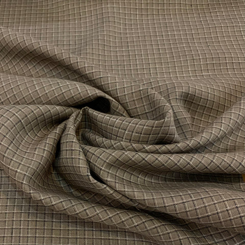 Plaid Linen Fabric - Black and Brown