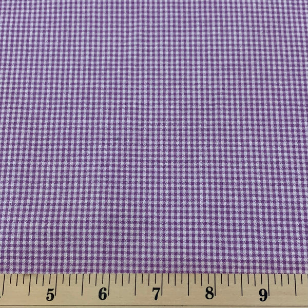 Mini Gingham Cotton Seersucker Fabric - Purple