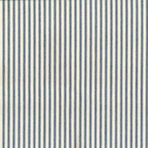 Woven Stripe Ticking Cotton Fabric - Blue