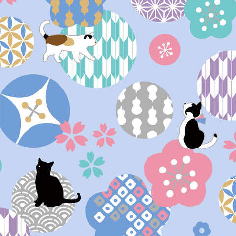 Wa Monogatari Cats Cotton Sheeting Fabric