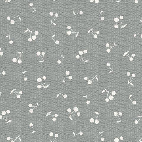 Classy Ripple Cherries Seersucker Fabric - Grey AP42801 3F