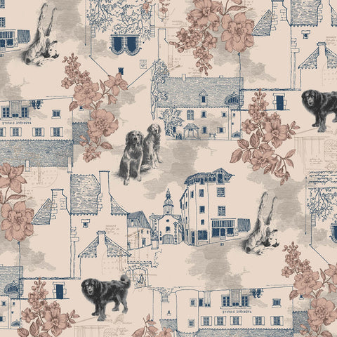 Hand-Drawn Style Cotton Linen Fabric