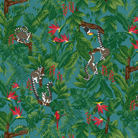 Tropical Animals Cotton Oxford Shirting Fabric