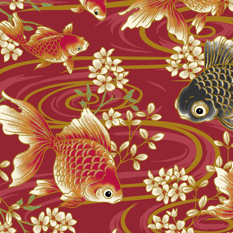 Goldfish & Inari Dobby Cotton Fabric