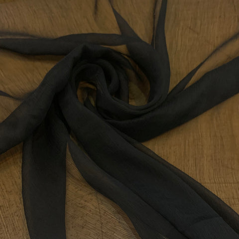Silk Crinkle Chiffon Fabric - Black