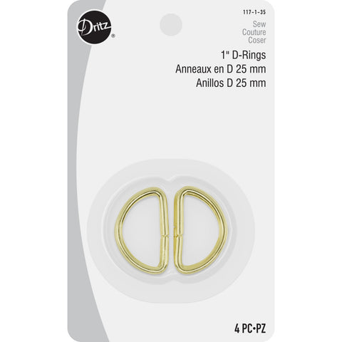 Dritz D Rings 1" Gold 4pc