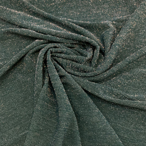 Shimmer Stretch Poly Spandex Lurex Fabric - Spruce & Silver