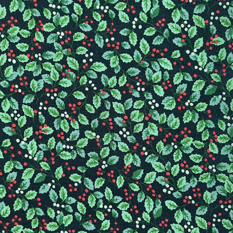X-Mas Cotton Shirting Fabric  - Holly Green