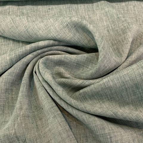 Two Tone Midweight Linen Fabric - Kelly Green and White