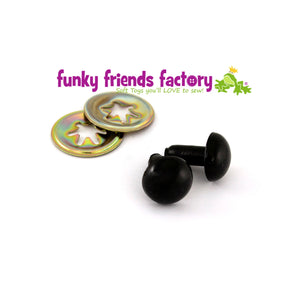 Funky Friends Factory Toy Eyes Solid - 12mm Black