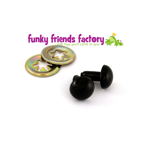 Funky Friends Factory Toy Eyes Solid - 12mm Black