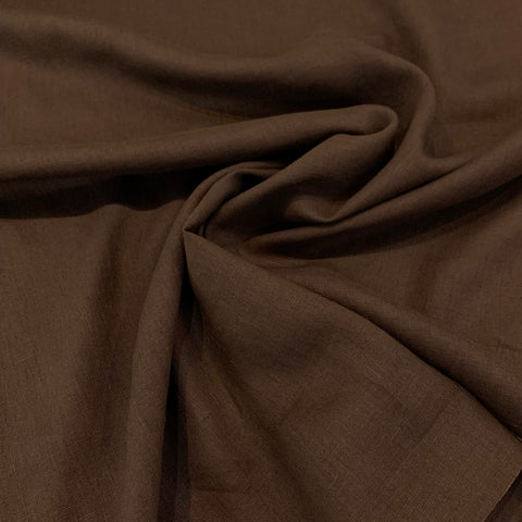 Mid Weight Linen Fabric - Dark Brown