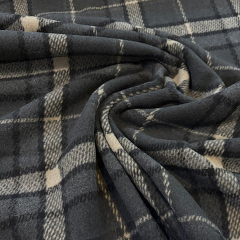 Italian Designer Wool Plaid Verona Fabric - Shadow