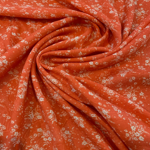 Rayon Challis Floral Jacquard Print - Orange