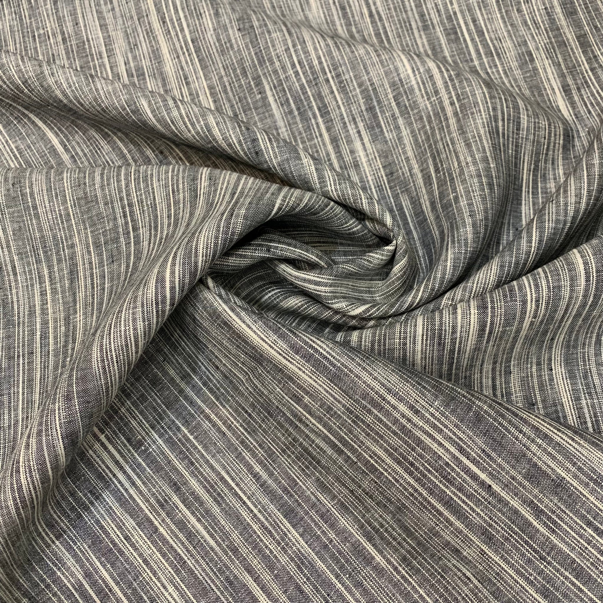 Striped Linen Fabric - Navy White