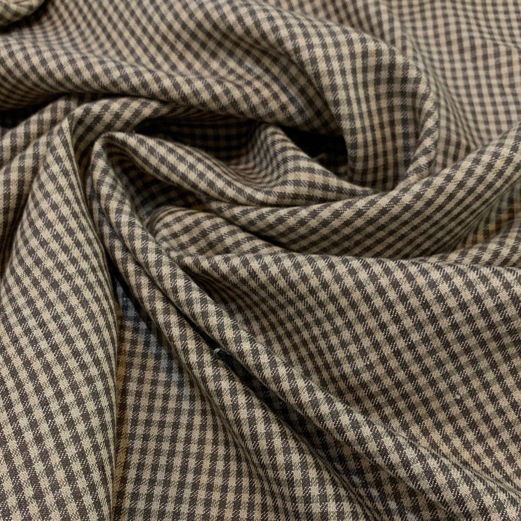 Gingham Linen Fabric - Browns