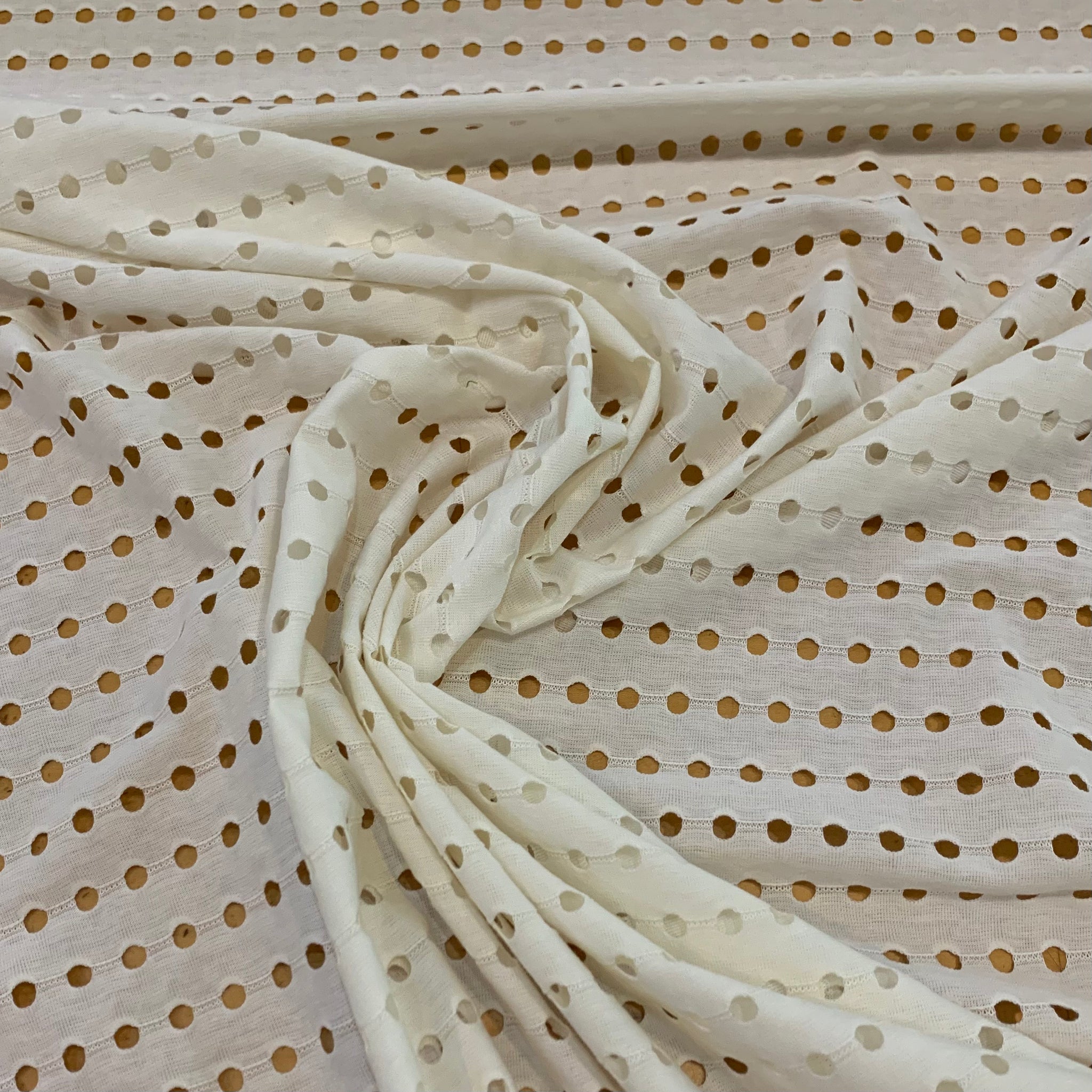 Holey Polyester Jersey Fabric - Off White
