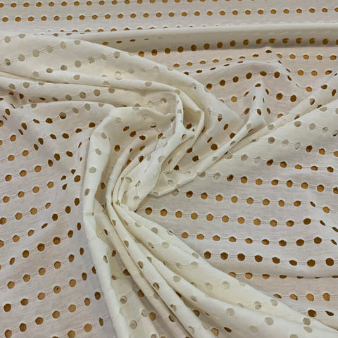Holey Polyester Jersey Fabric - Off White