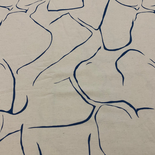 Abstract Line Drawing Cotton Linen Fabric