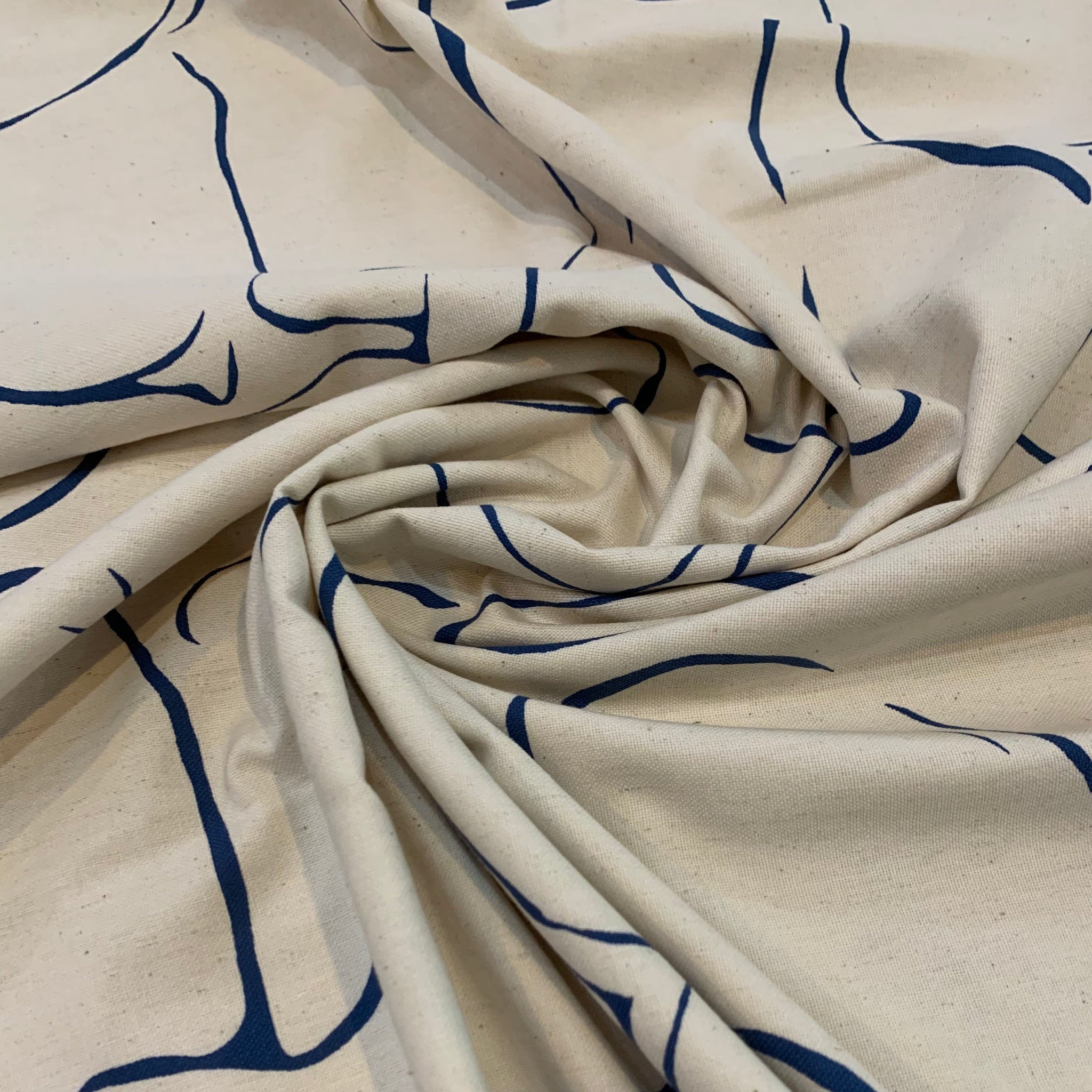 Abstract Line Drawing Cotton Linen Fabric