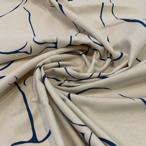 Abstract Line Drawing Cotton Linen Fabric