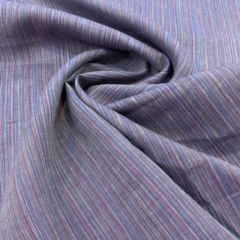 Pastoral Stripes Midweight Linen Fabric - Purple