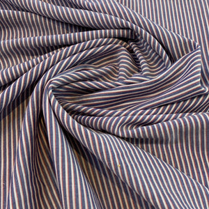 Woven Stripe Cotton Shirting Fabric - Red White Blue