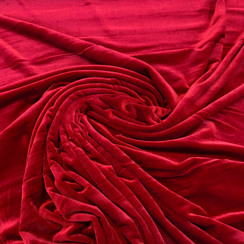 Stretch Velvet Fabric - Red