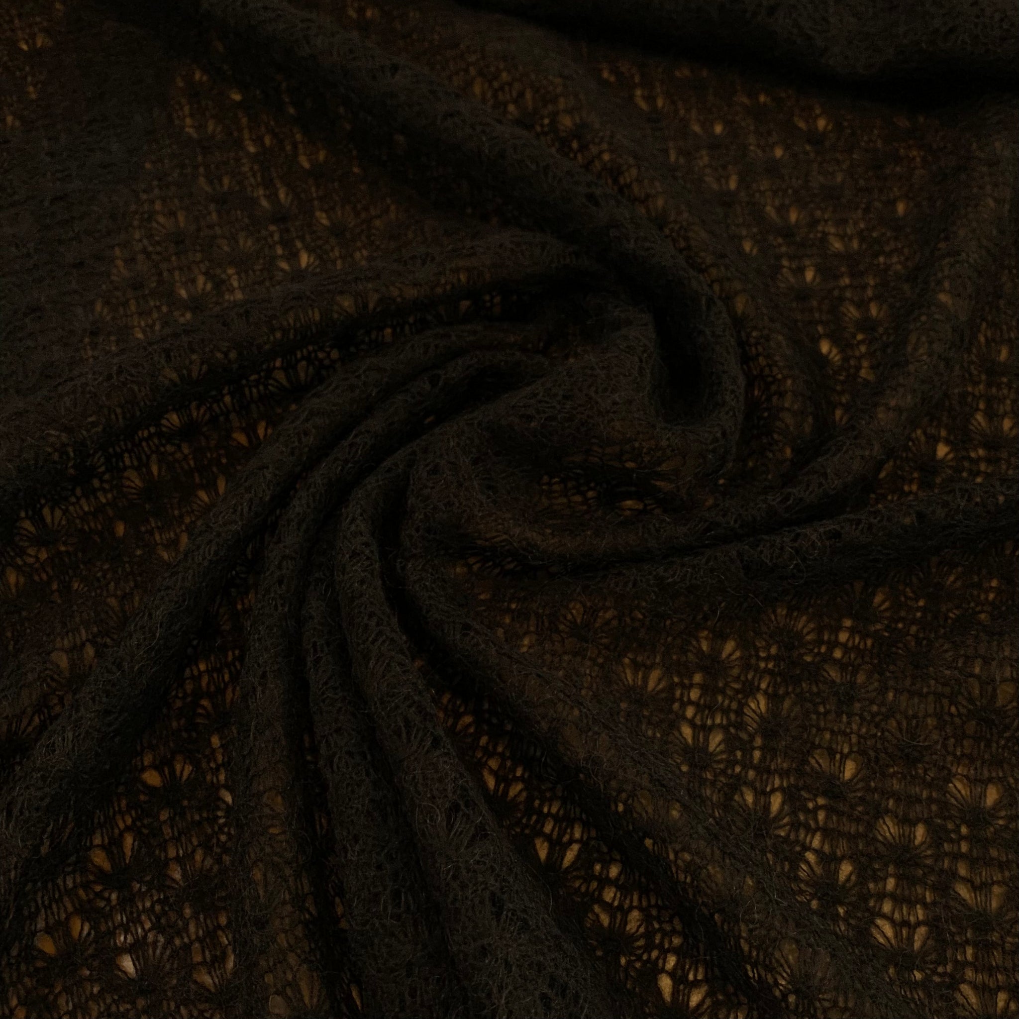 Wool Acrylic Lace Fabric - Brown