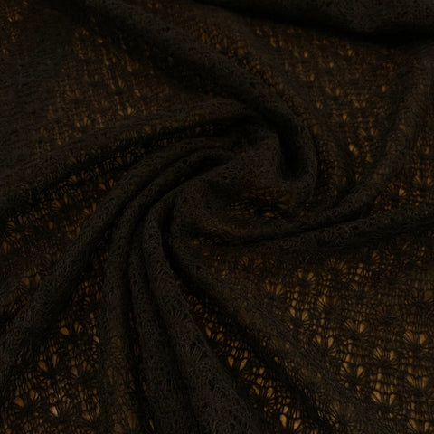 Wool Acrylic Lace Fabric - Brown