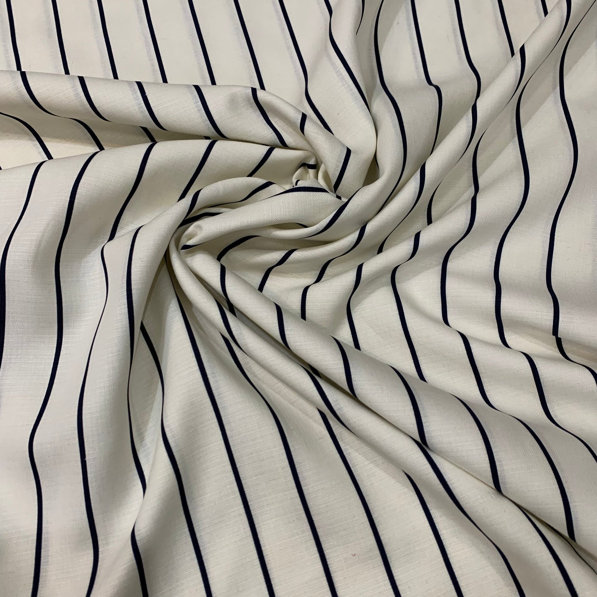 Linen Cotton Blend Striped Fabric