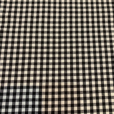 Picket Fence Gingham Woven Cotton Fabric - Black White