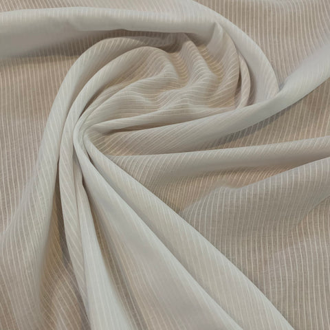 Lightweight Woven Stripe Cotton Fabric - White