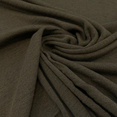 Wool Rib Knit Fabric - Heather Army Green