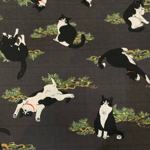 Japanese Style Cat Dobby Cotton Fabric