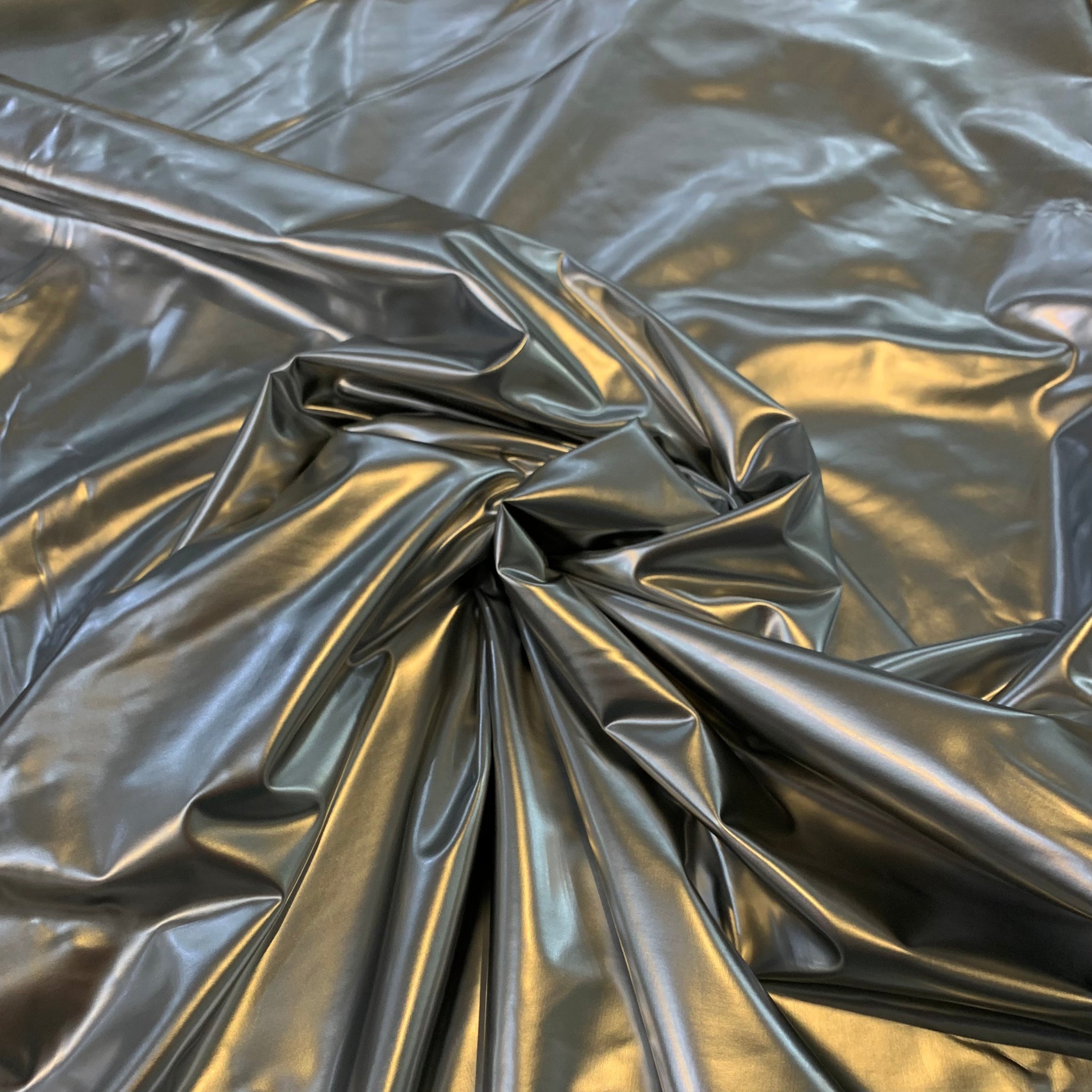 Silver Foil Poly/Spandex Knit Fabric