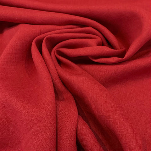 Mid Weight Linen Fabric - Rose Red