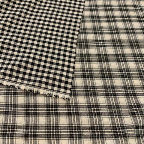 Plaid Reversible 2 Woven Cotton/Poly Fabric - Black White