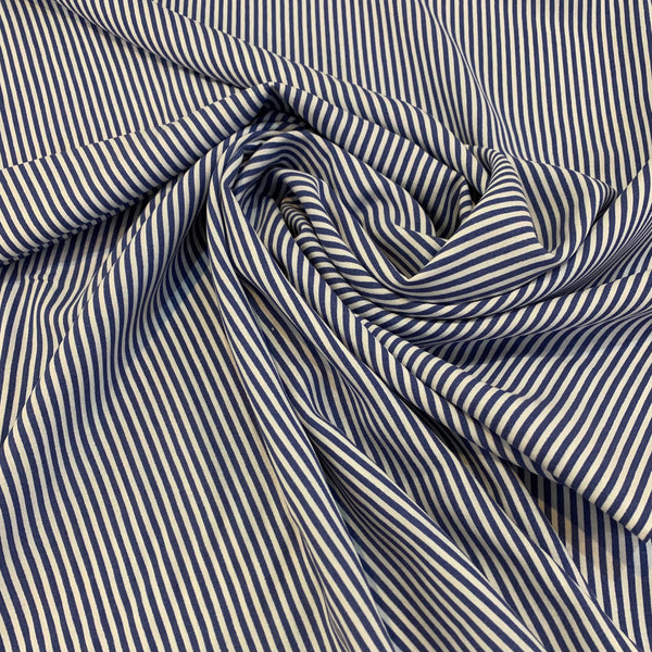 Pin Stripe Lightweight Cotton Fabric - Blue and White