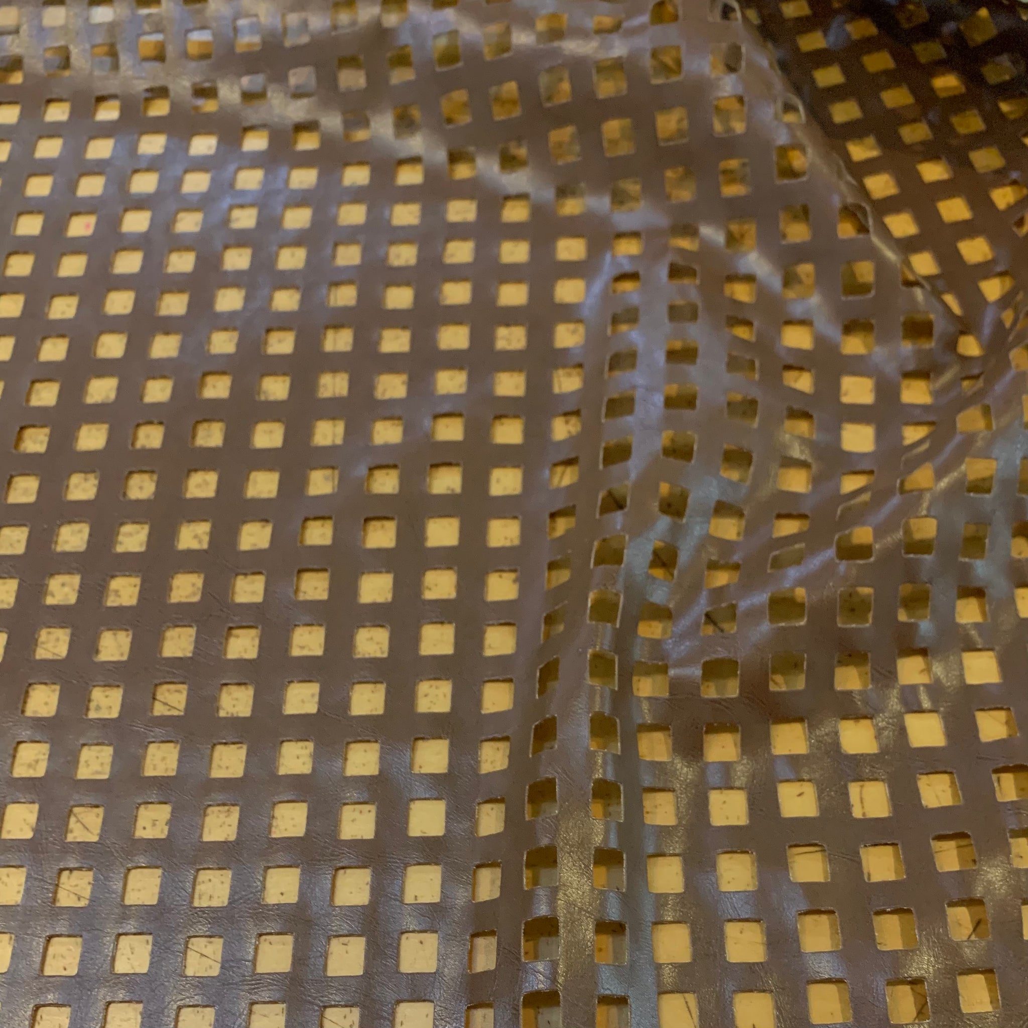 Laser Cut Faux Leather Vinyl Fabric - Brown