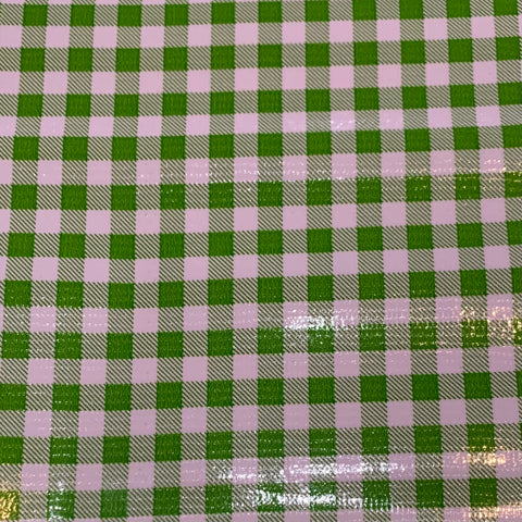 Gingham Oilcloth Fabric - Kiwi
