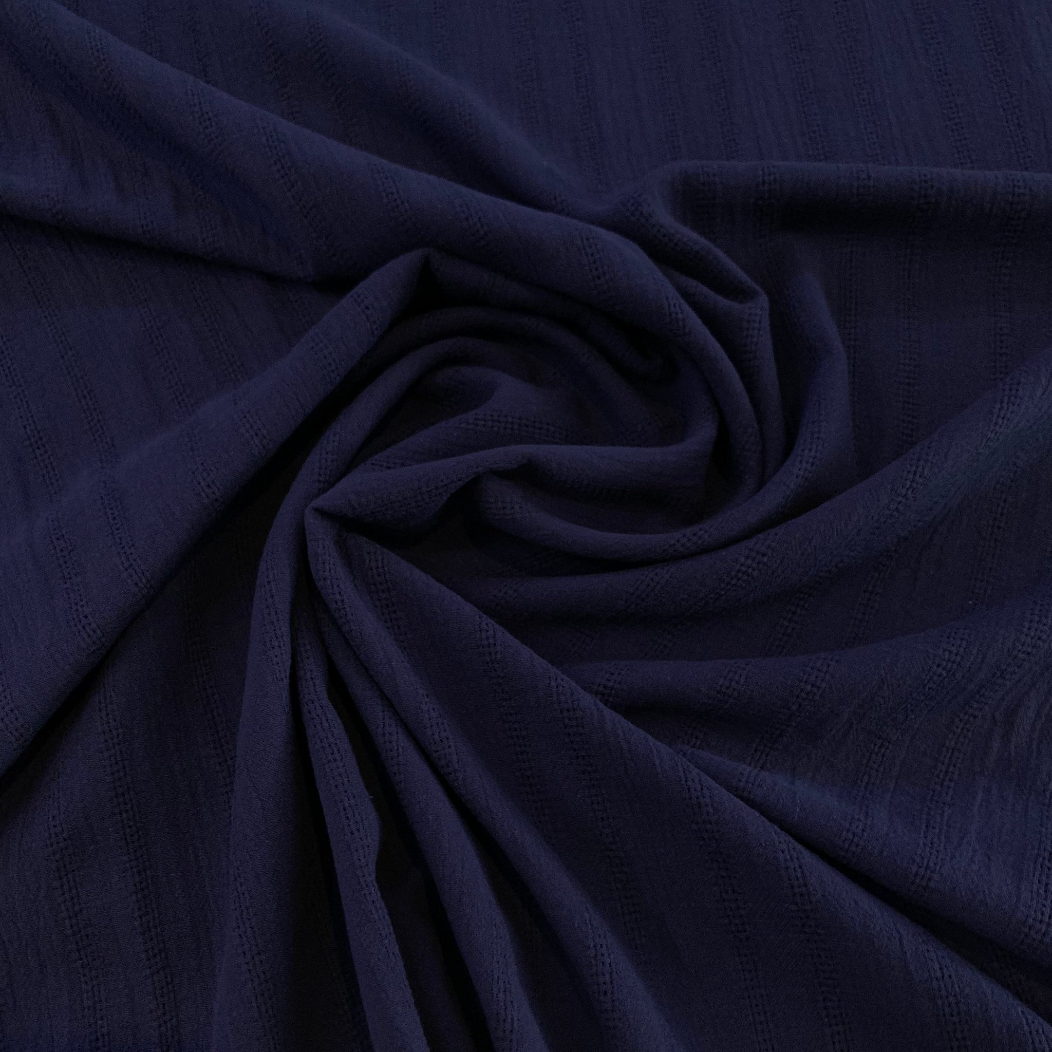 Striped Weave Cotton Gauze Fabric - Navy