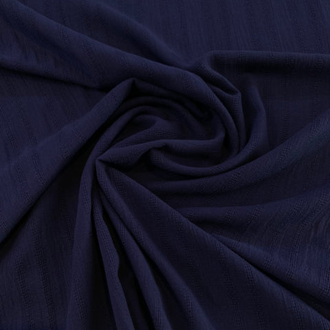 Striped Weave Cotton Gauze Fabric - Navy