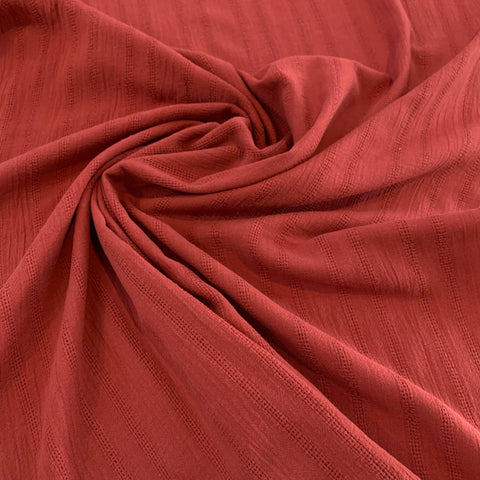 Striped Weave Cotton Gauze Fabric - Brick