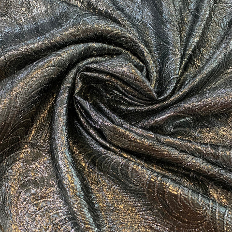 Jacquard Tissue Lame Fabric - Silver Black