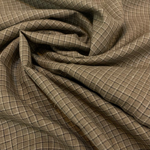 Plaid Mid-Weight Linen Fabric - Brown and Black