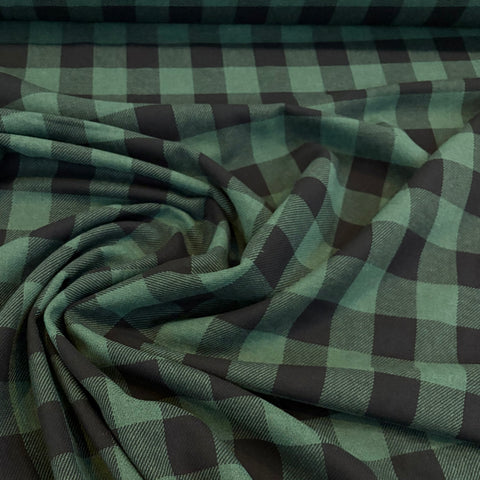 Italian Cotton Check Fabric - Emerald