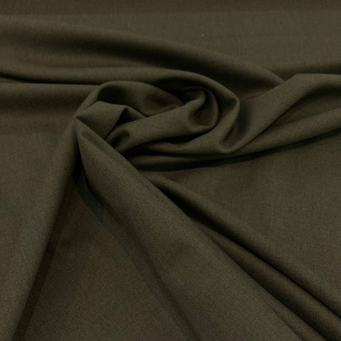 Wool Poly Suiting Fabric - Dark Heather Olive