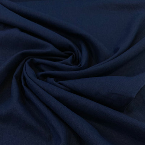 Linen Rayon Blend Fabric - Deep Blue